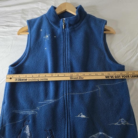 Northern Reflections Blue Fleece Womens Medium Vest with Penguin Embroidery, - Picture 4 of 12